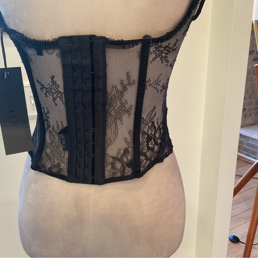 Lioness Black Sheer Lace Bustier Tank - Picture 10 of 13